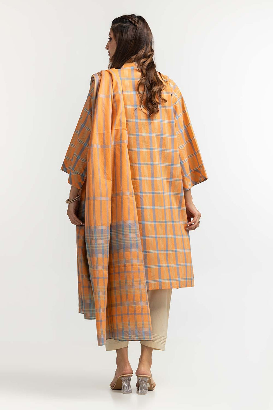 Dyed Cotton Yarn Dyed Embelished Shirt Dupatta