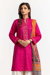 Dyed Dobby Embroidered Shirt And Dupatta IPS-24-148