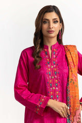 Dyed Dobby Embroidered Shirt And Dupatta IPS-24-148