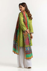 Dyed Dobby Embroidered Shirt And Dupatta IPS-24-149