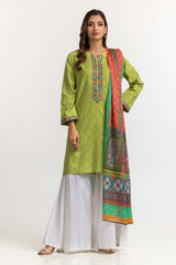Dyed Dobby Embroidered Shirt And Dupatta IPS-24-149