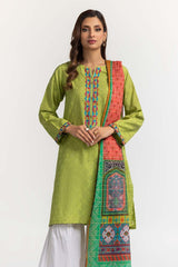 Dyed Dobby Embroidered Shirt And Dupatta IPS-24-149