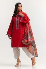 Dyed Dobby Embroidered Shirt And Dupatta IPS-24-150