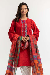 Dyed Dobby Embroidered Shirt And Dupatta IPS-24-150