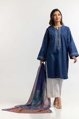 Dyed Dobby Embroidered Shirt And Dupatta IPS-24-151