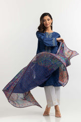 Dyed Dobby Embroidered Shirt And Dupatta IPS-24-151