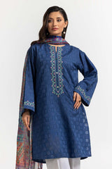 Dyed Dobby Embroidered Shirt And Dupatta IPS-24-151