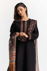 Dyed Dobby Embroidered Shirt And Dupatta IPS-24-152