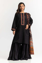 Dyed Dobby Embroidered Shirt And Dupatta IPS-24-152