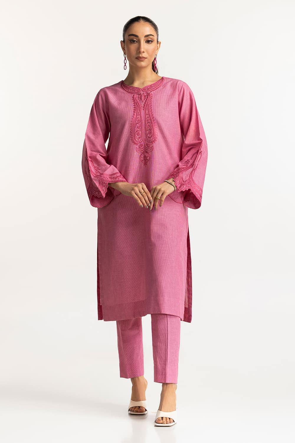 Yarn-dyed Embroidered Co-Ord Set