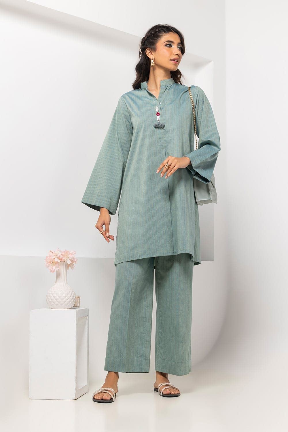 Yarn-dyed Embellished Co-Ord Set IPS-24-181