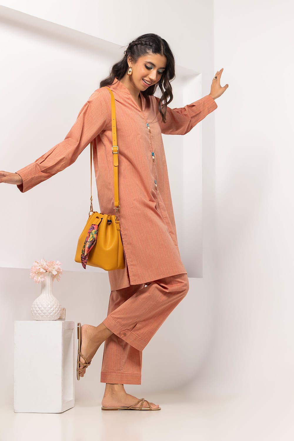 Yarn-dyed Embellished Co-Ord Set IPS-24-183