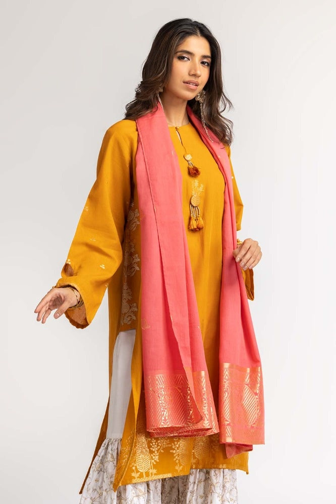 Dyed Jacquard Embroidered Shirt With Dupatta IPS-24-83