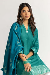 Dyed Jacquard Shirt With Dupatta IPS-24-84