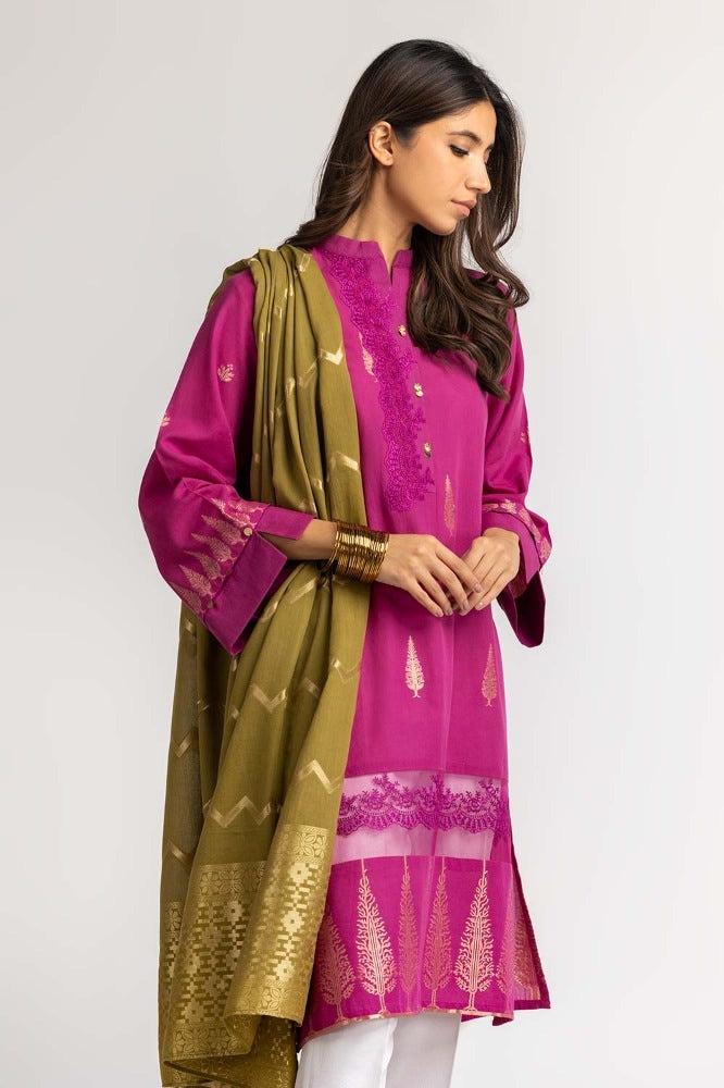 Dyed Jacquard Shirt With Dupatta IPS-24-85