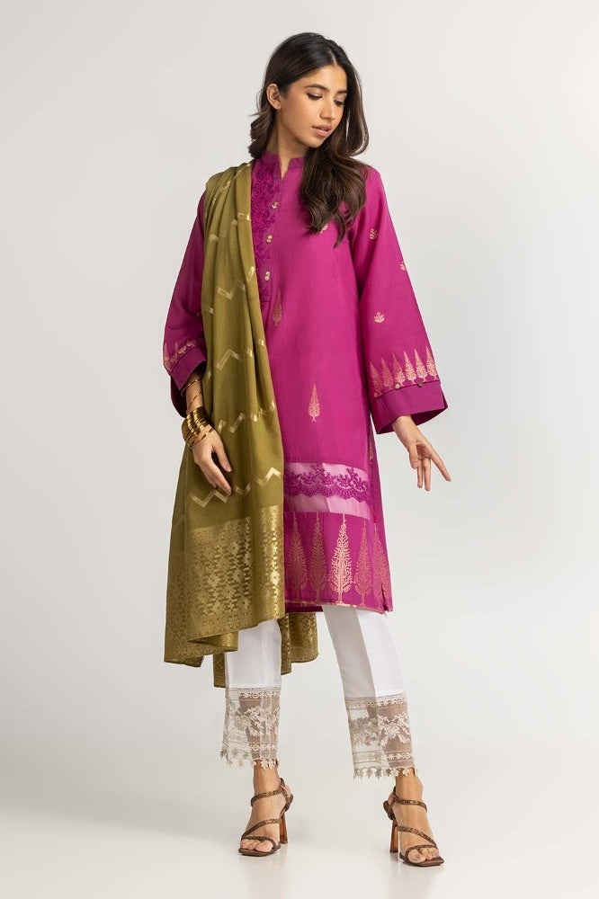 Dyed Jacquard Shirt With Dupatta IPS-24-85