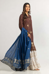 Dyed Jacquard Embellished Shirt With Dupatta IPS-24-86