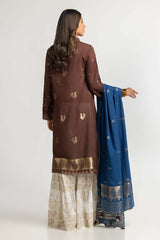 Dyed Jacquard Embellished Shirt With Dupatta IPS-24-86