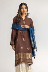 Dyed Jacquard Embellished Shirt With Dupatta IPS-24-86
