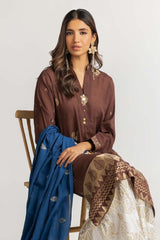 Dyed Jacquard Embellished Shirt With Dupatta IPS-24-86