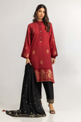 Dyed Jacquard Embroidered Shirt With Dupatta IPS-24-87