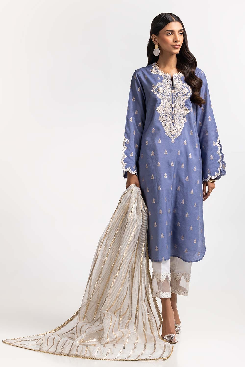Dyed Jacquard Embroidered Shirt
