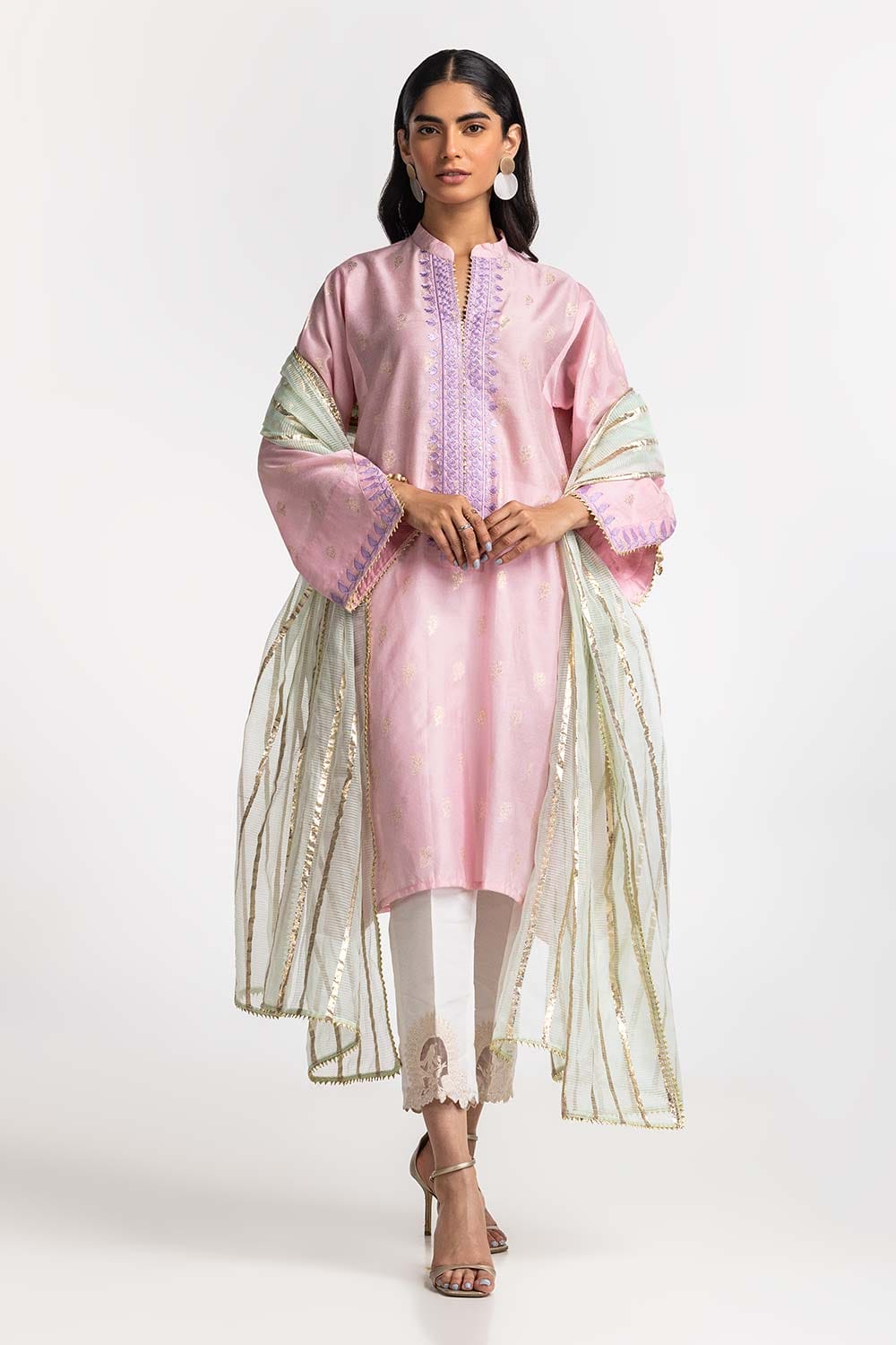 Dyed Jacquard Embroidered Shirt IPS-24-99 1 Piece
