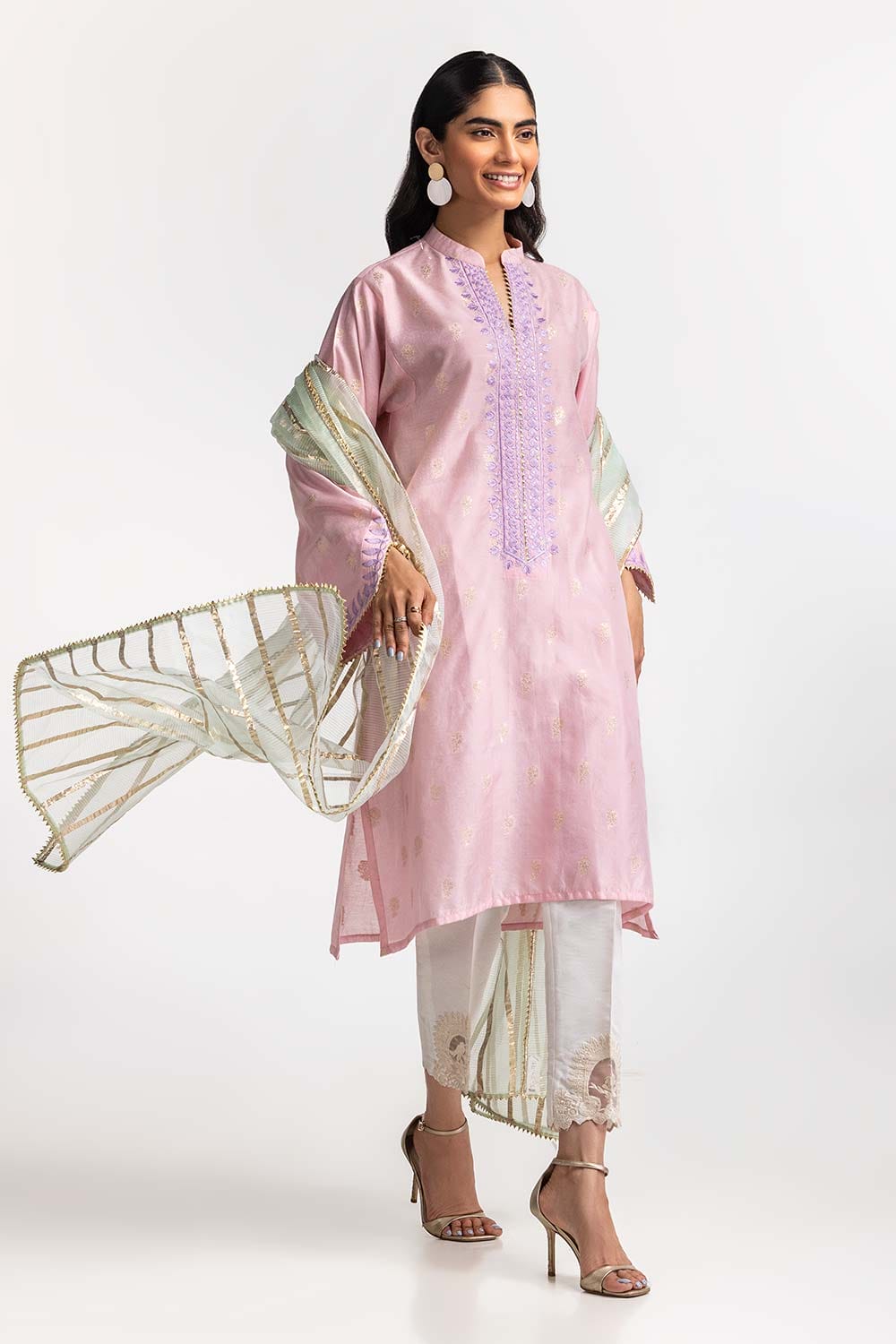 Dyed Jacquard Embroidered Shirt IPS-24-99 1 Piece