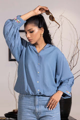 Dobby Jute Embroidered Button Down Shirt IPS-44101