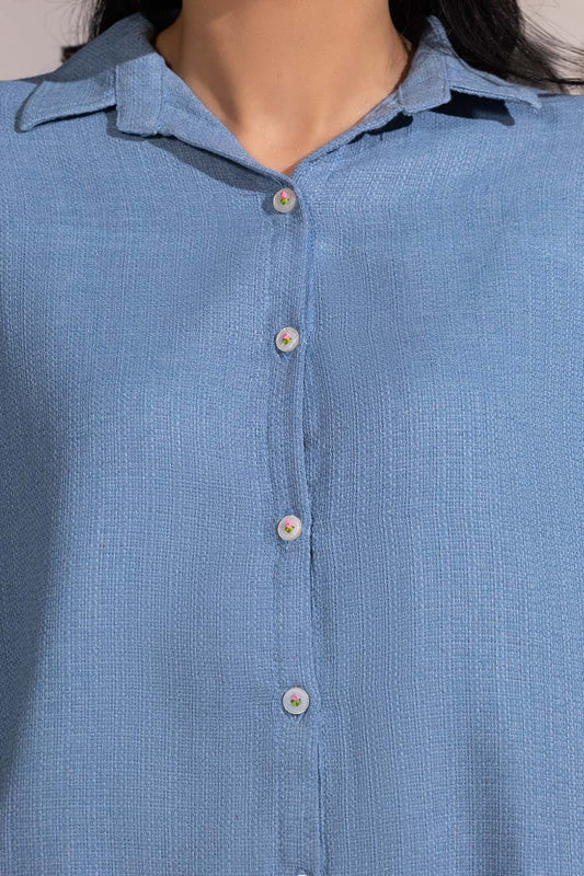 Dobby Jute Embroidered Button Down Shirt IPS-44101