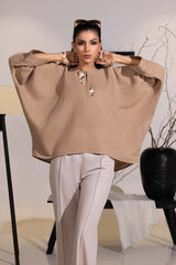 Dobby Jute Embroidered Drop Shoulder Tunic IPS-44105