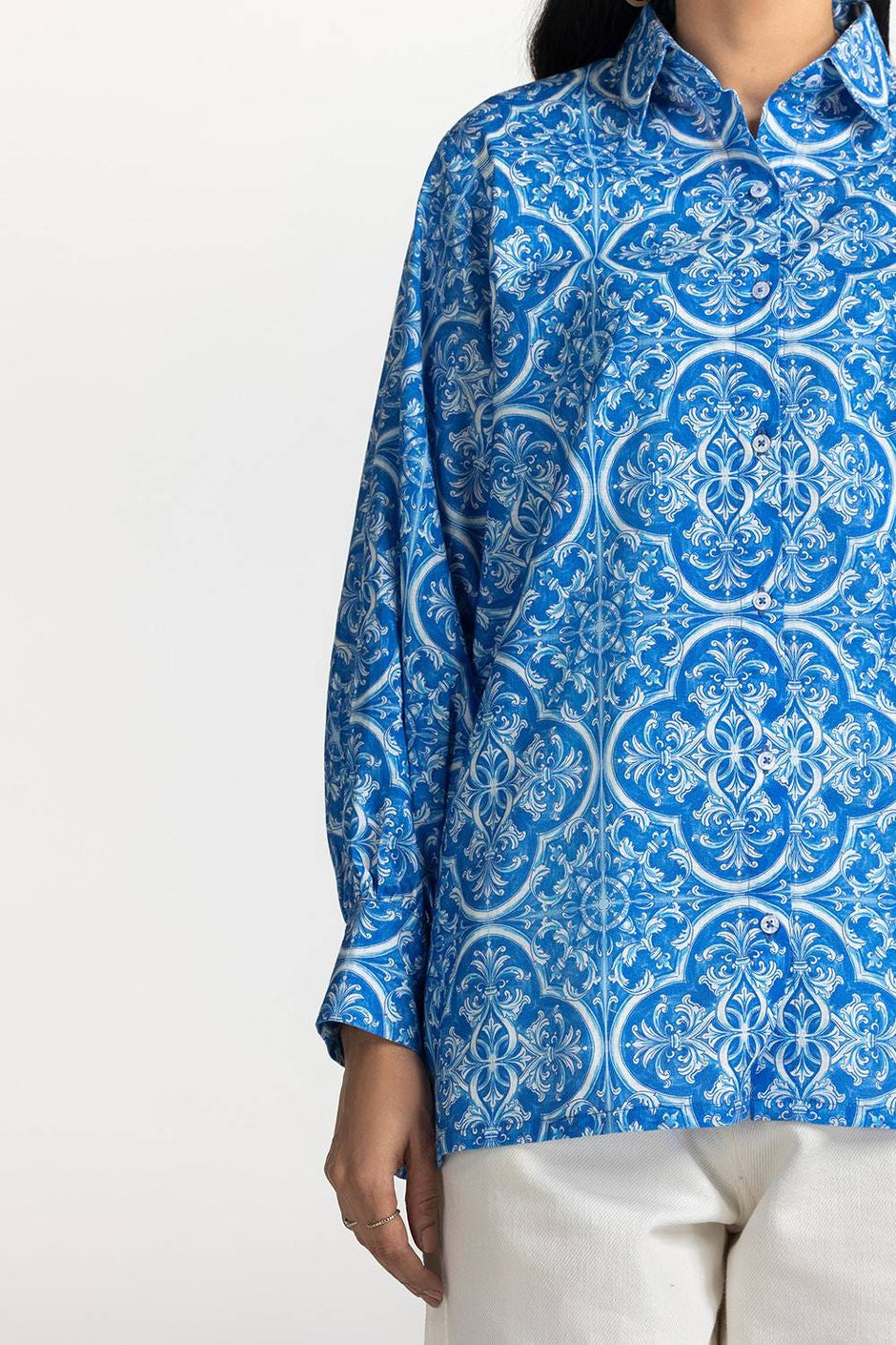 Cross Slub Printed Tunic