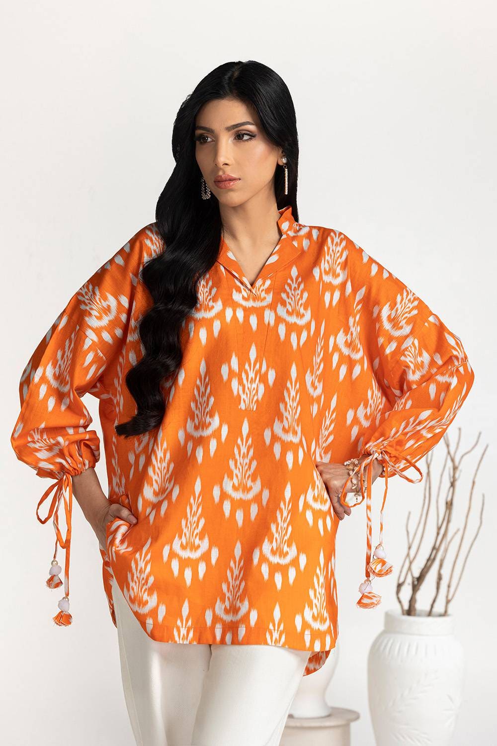 Cross Slub Printed Tunic IPS-44123