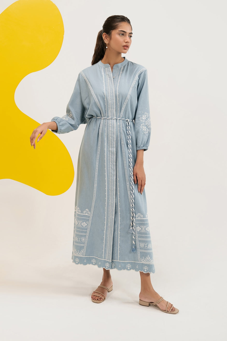 Denim Embroidered Dress