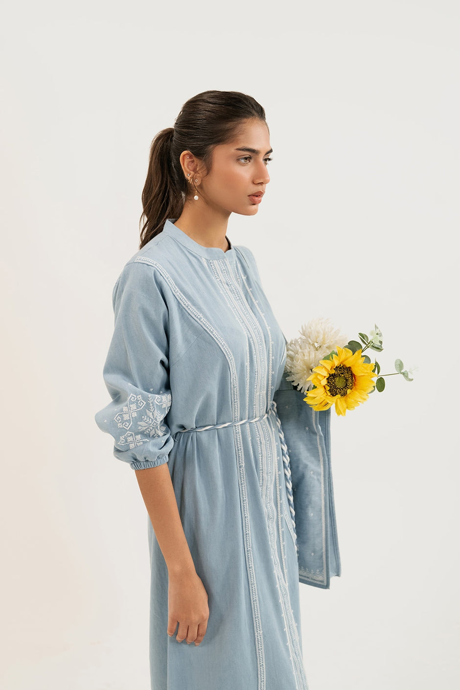 Denim Embroidered Dress