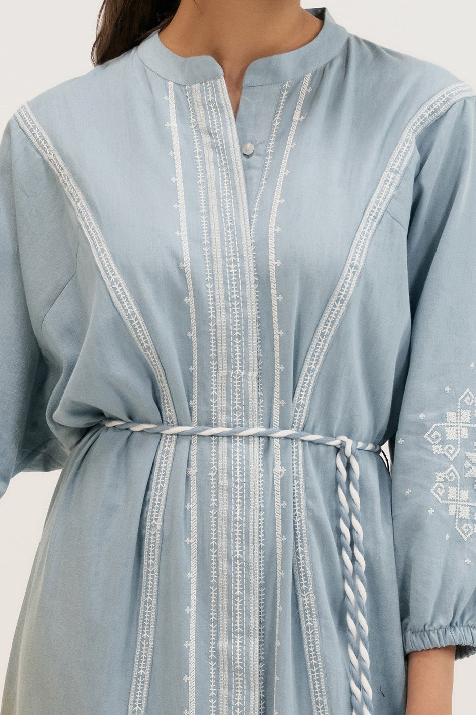 Denim Embroidered Dress