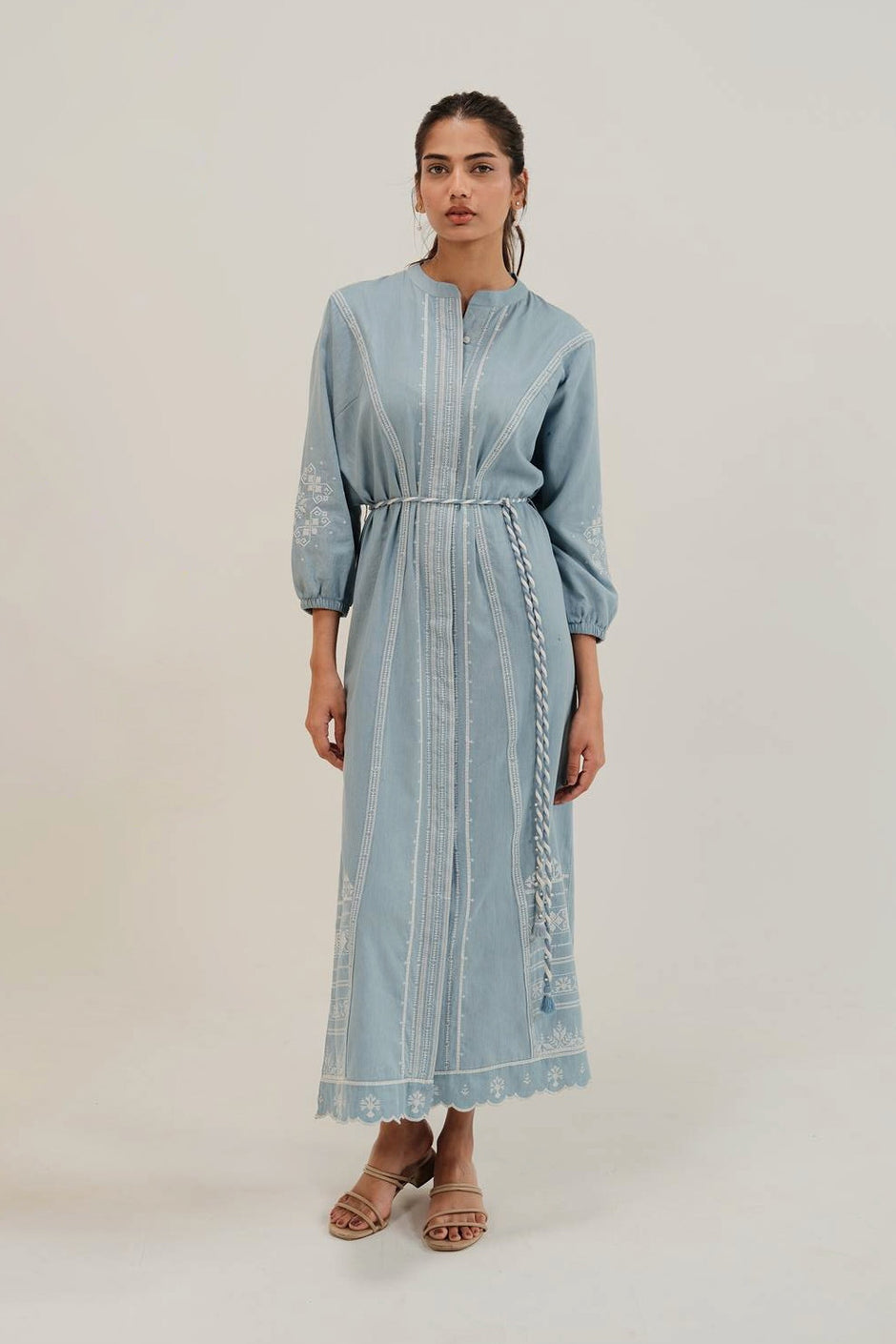 Denim Embroidered Dress