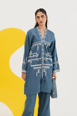 Denim Embroidered Open Shirt IPS-44127