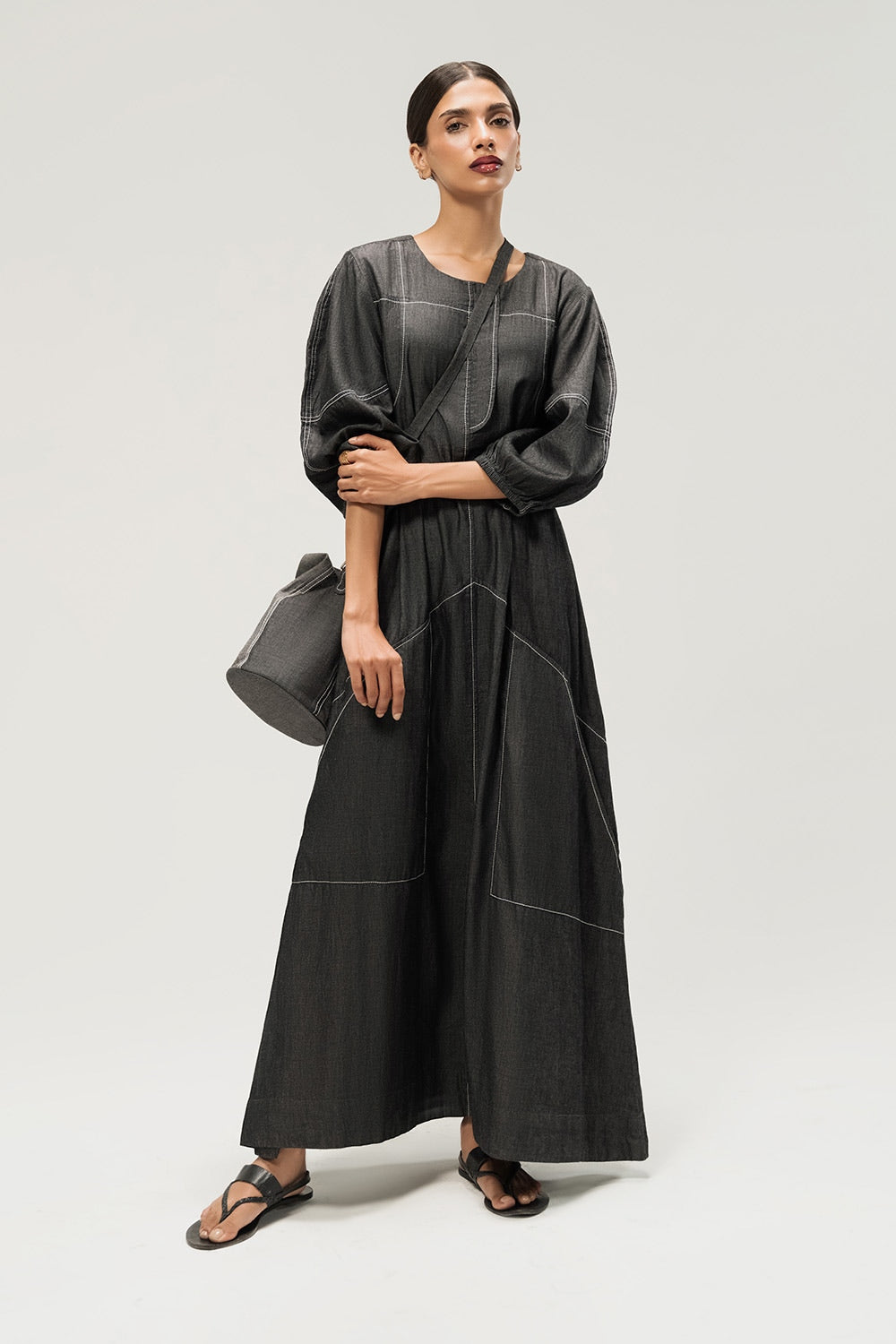 Denim Dyed Long Dress IPS-44131