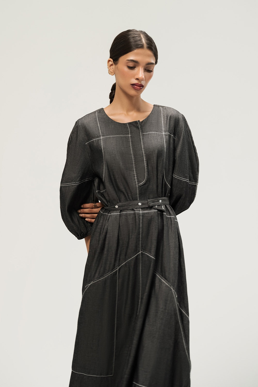 Denim Dyed Long Dress IPS-44131