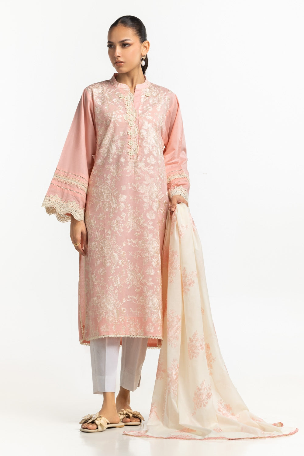 Cambric Embroidered Shirt And Embroidered Dupatta IPSD-44478