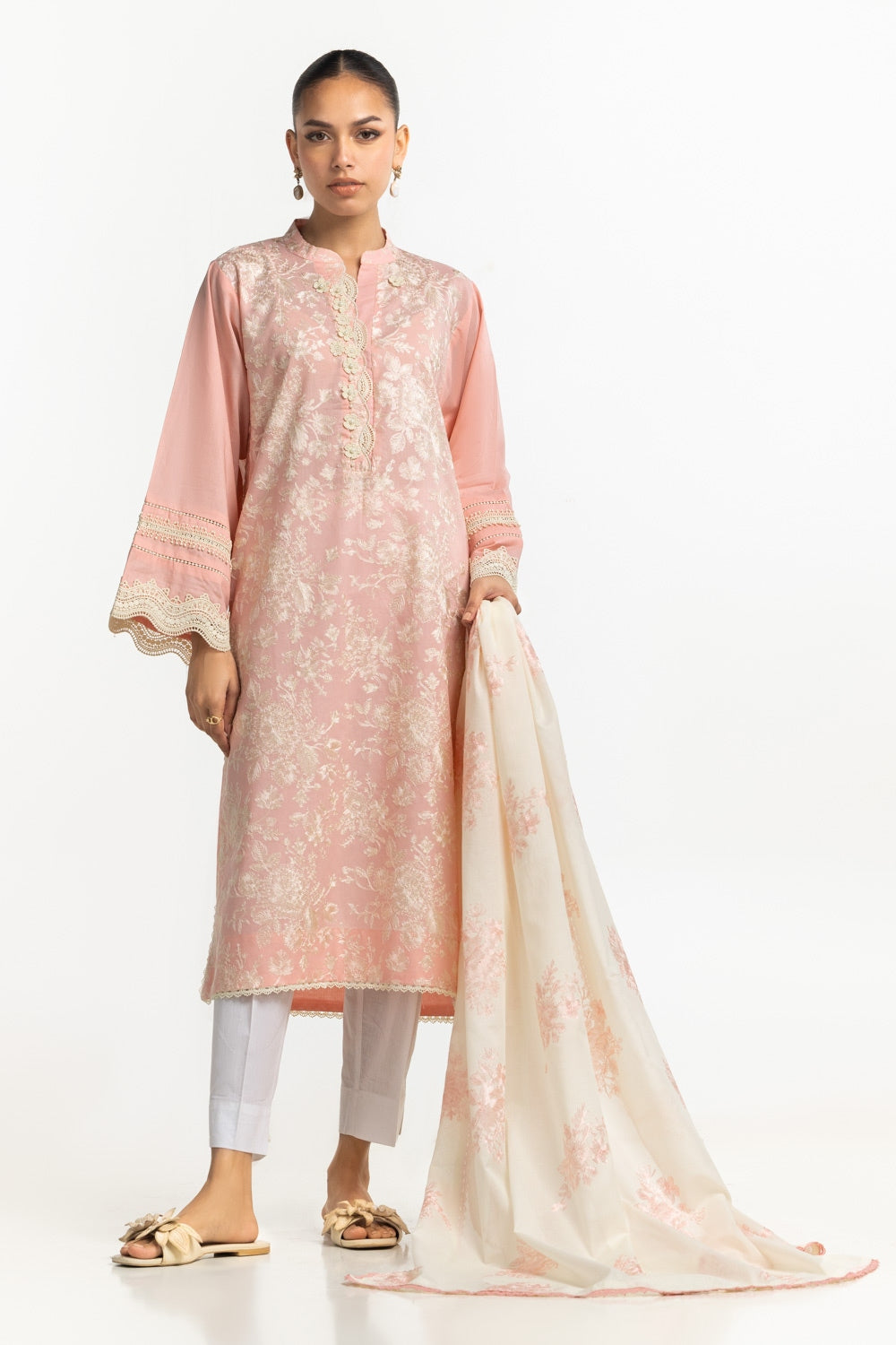 Cambric Embroidered Shirt And Embroidered Dupatta IPSD-44478