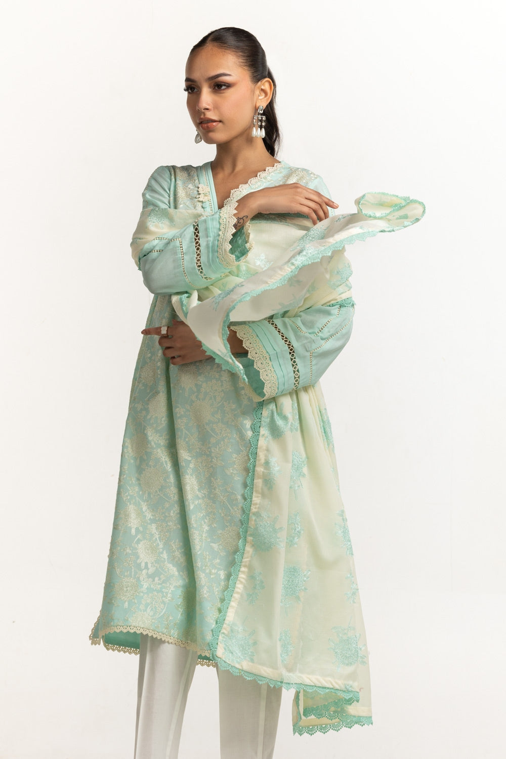Cambric Embroidered Shirt And Embroidered Dupatta IPSD-44479