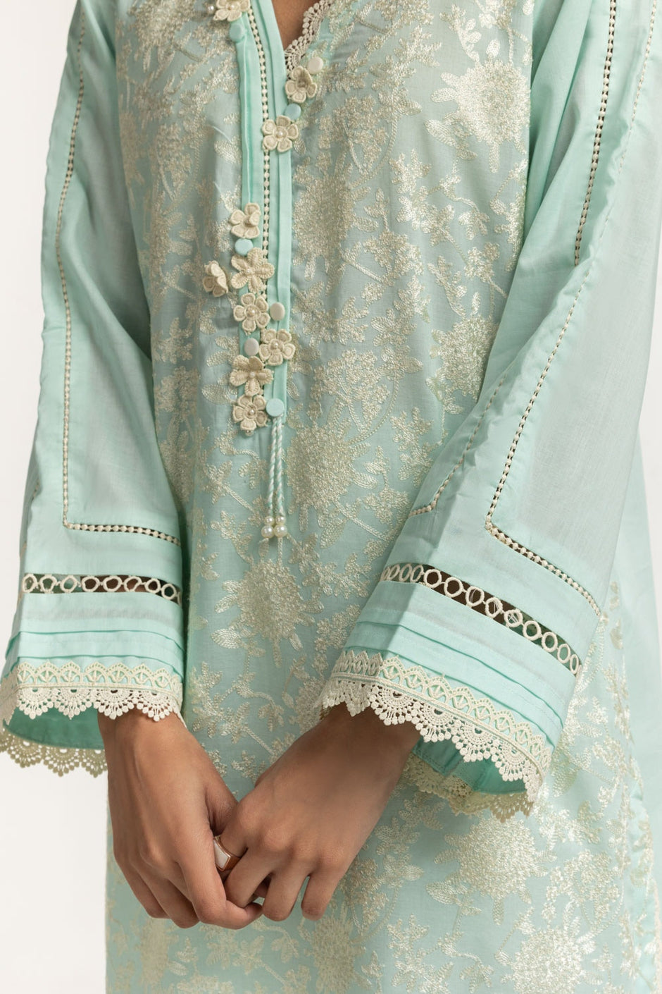 Cambric Embroidered Shirt And Embroidered Dupatta