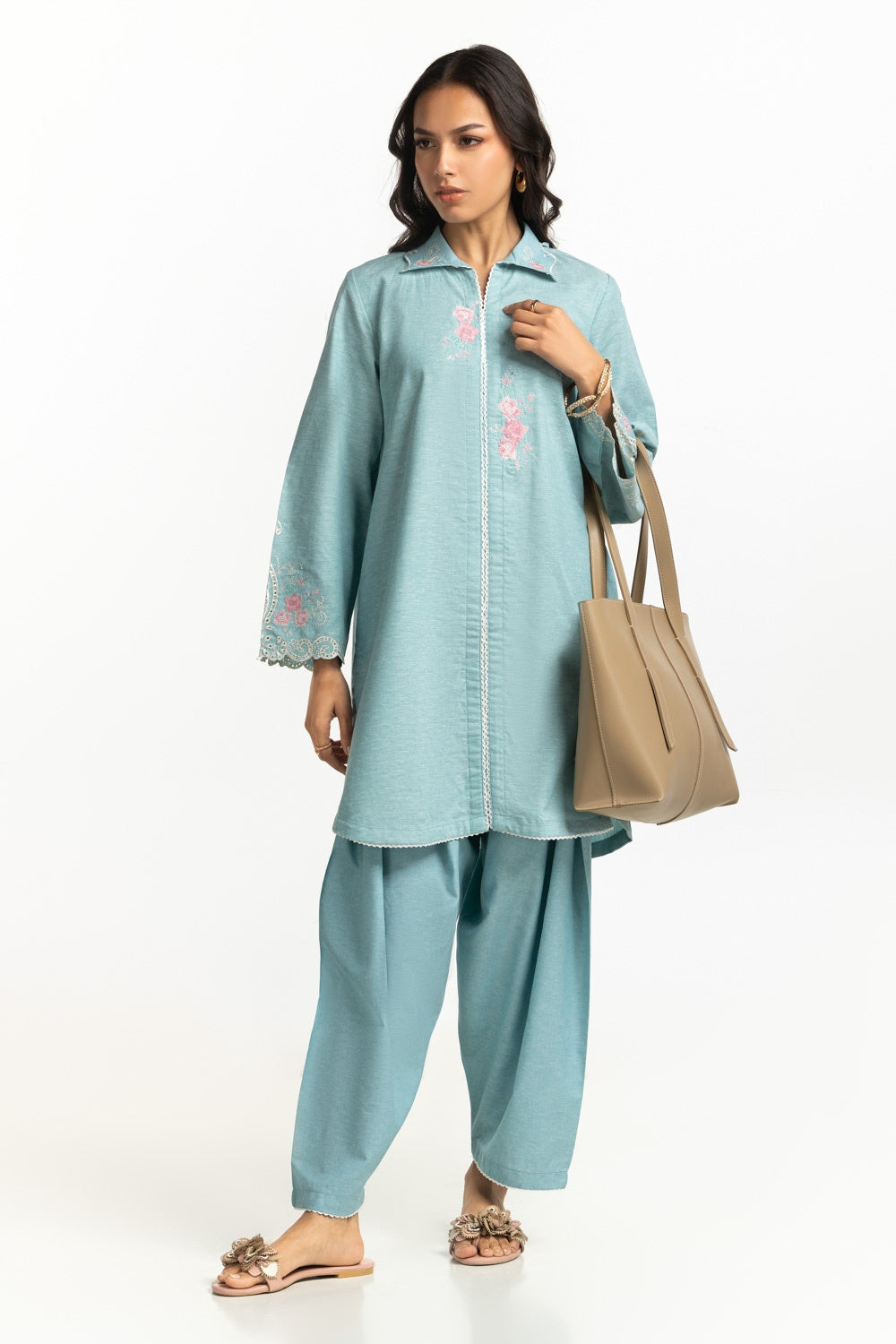 Yarn Dyed Embroidered Shirt And Dyed Shalwar IPST-34320