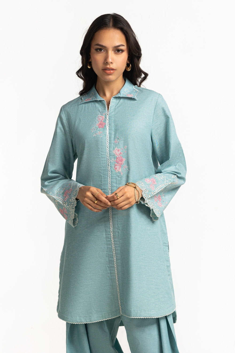 Yarn Dyed Embroidered Shirt And Dyed Shalwar IPST-34320