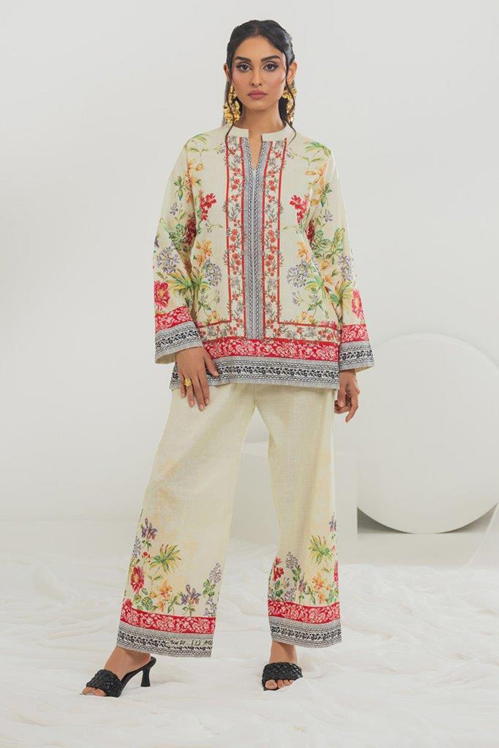 Cross Slub Printed Co-Ord Set IPST-44124