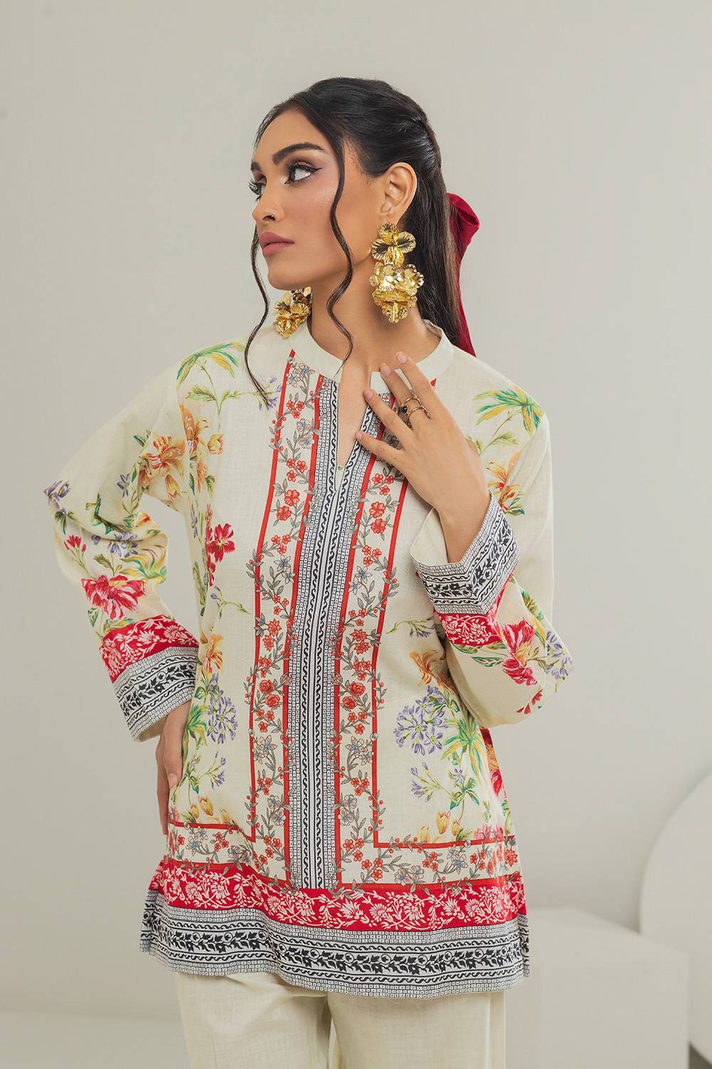 Cross Slub Printed Co-Ord Set IPST-44124