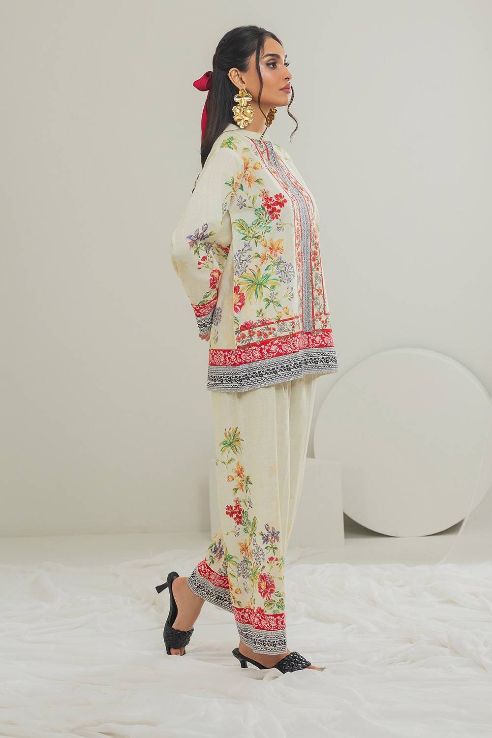 Cross Slub Printed Co-Ord Set IPST-44124