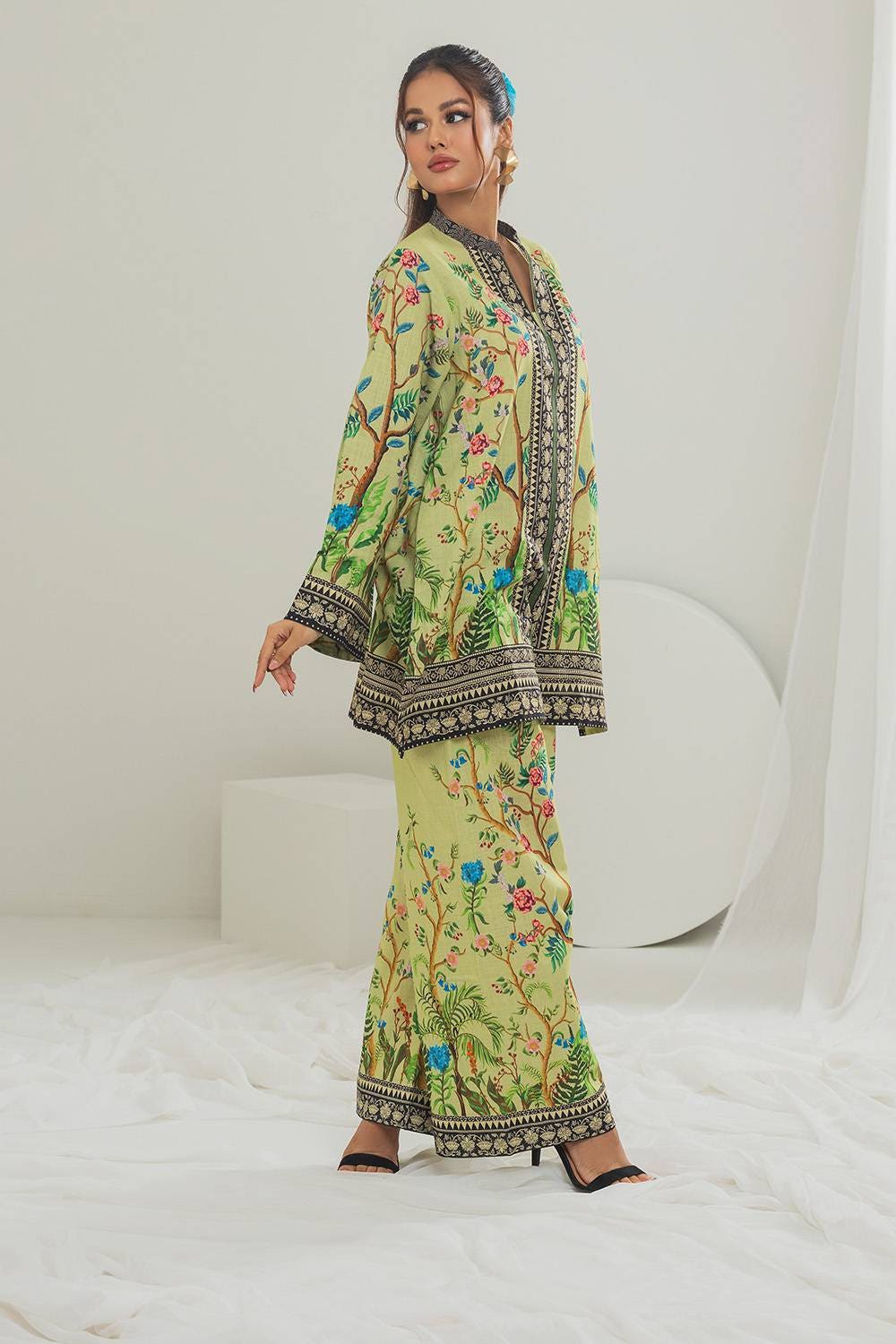 Cross Slub Printed Co-Ord Set IPST-44126